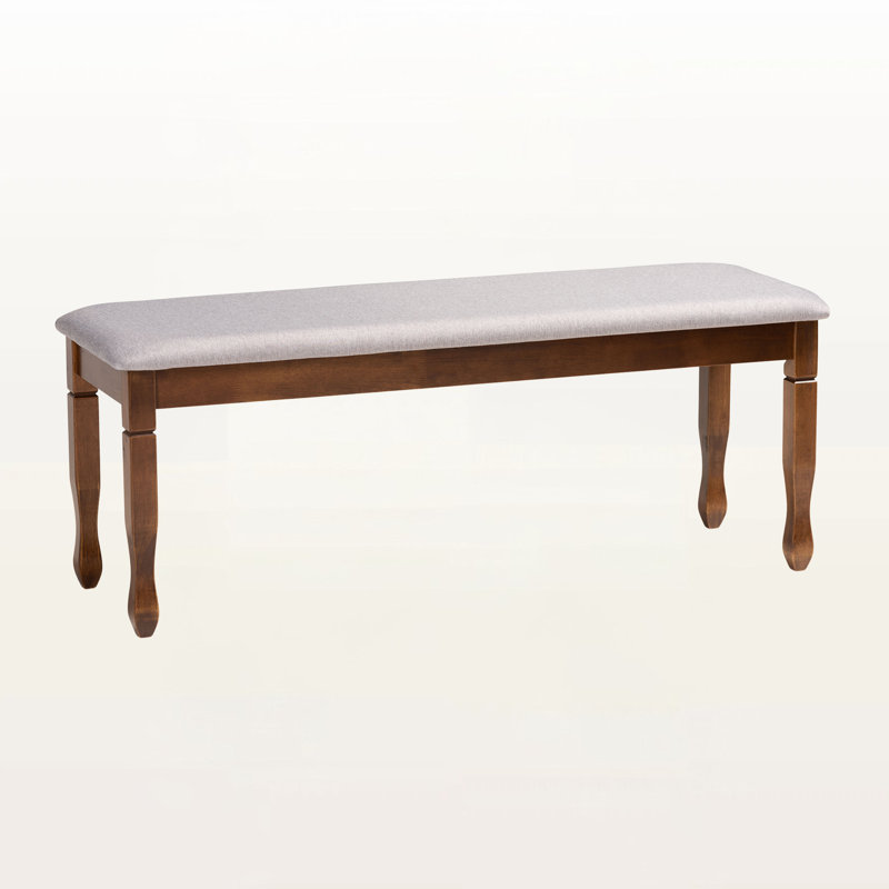 Gethyn Grey Fabric Upholstered Bench With Walnut Brown Finished Wood, 18.9'' H X 47.8'' W X 16.1'' D, Gray, Walnut Brown