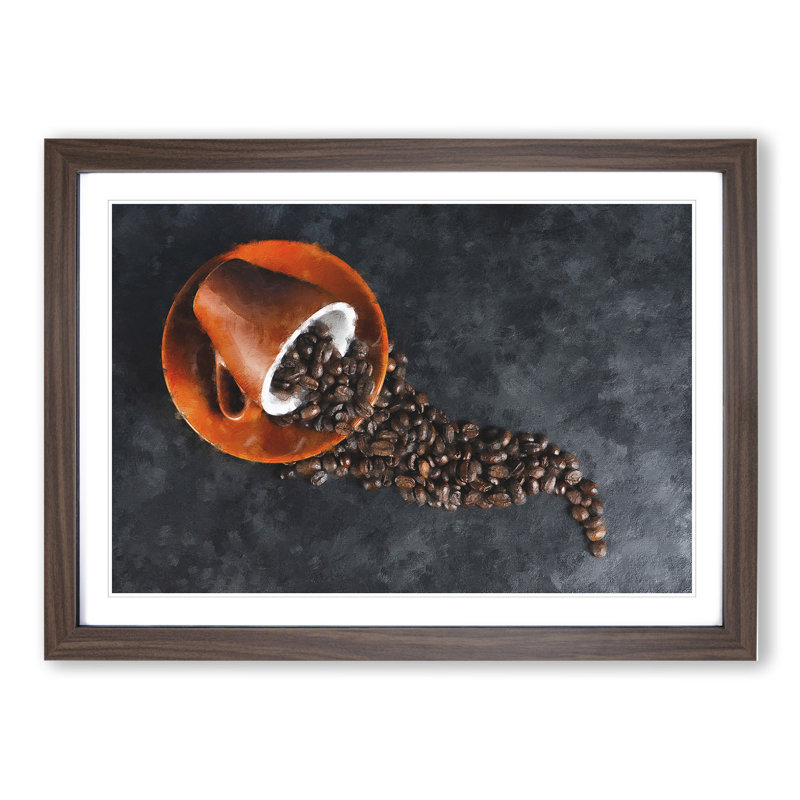 Coffee Beans Vol.2 - Picture Frame Graphic Art, 48cm H x 65cm W x 2cm D, Walnut Framed