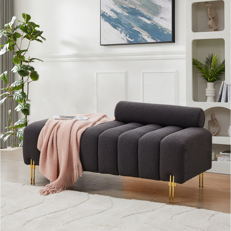 Banc d'appoint rembourré 54 "Adalyna Boucle, Gris