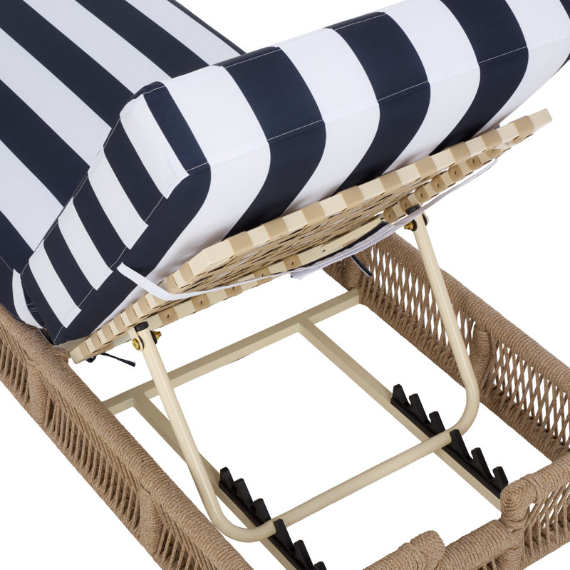 Gillian Steel and Rope Chaise Lounger, Blue