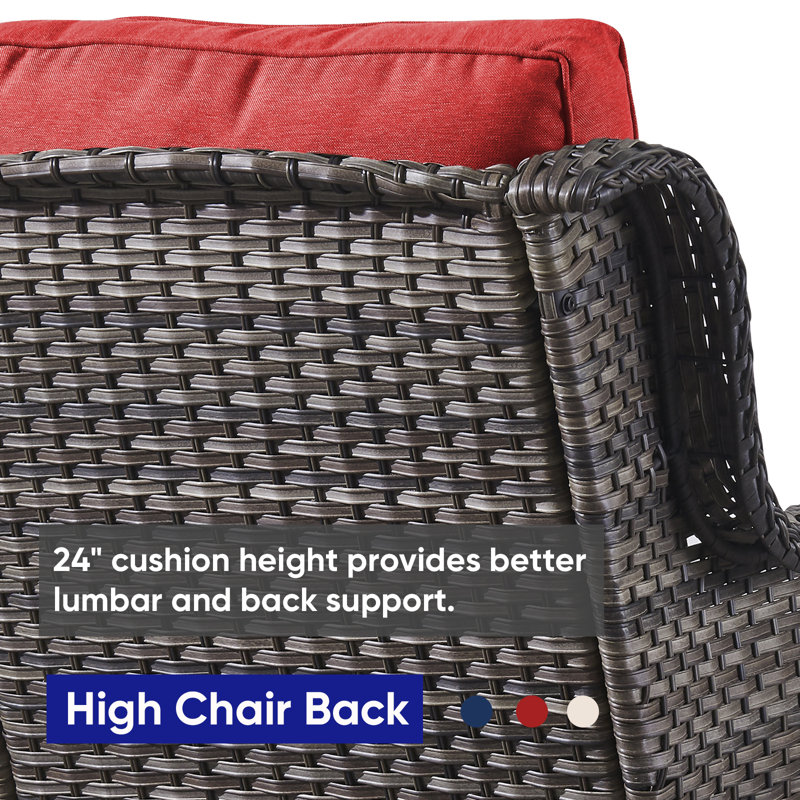 Wicker Rattan Swivel and Gliding Patio Wicker Chairs, Red, Brown