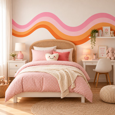 Wavy Stripe Retro Wall Decal / Retro Stripes / Stripe Wall Decal / Wave Decal Decal / Stripes / Wall Decal / Peel and Stick Removable Decal