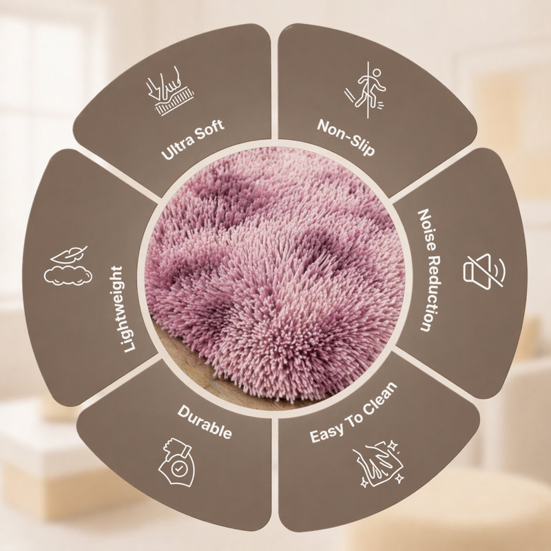 Solid Colour Machine Tufted Shag Area Rug, Rectangle 120cm Width X 170cm Length