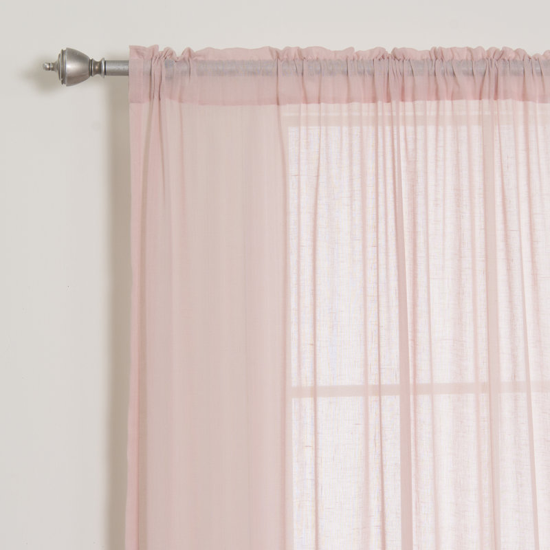 Neuville Semi Sheer Sliding Panel Pair, Pink