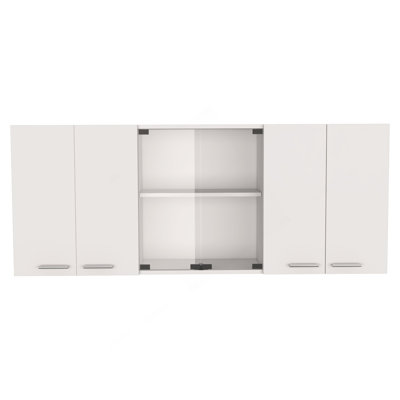 Shelton 59-Inch Two Centre Glass Doors Wall Cabinet White