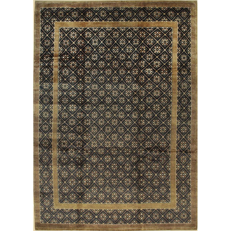 Tapis brun en laine noué à la main Saurya, Rectangle de 10 pi x 14 pi