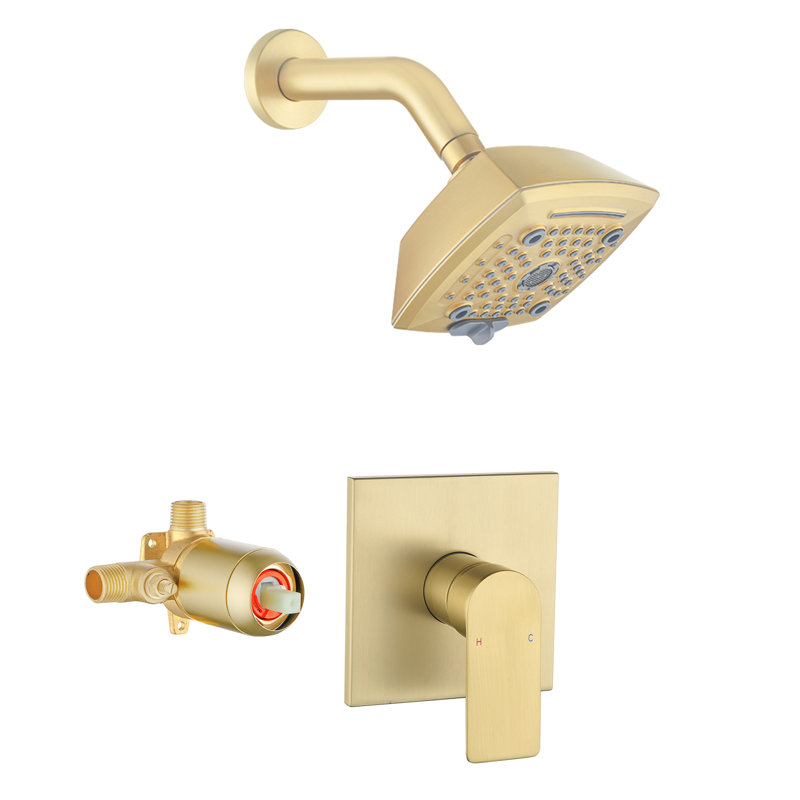 Shower Faucet Set 6 Setting Shower Head 5 Inch Shower Trim Kit Modern Shower Valve Kit High Pressure Shower Fixtures Shower System