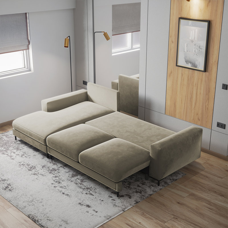 Benites 3 Seater Sofa Bed, Left Hand Facing, Emerald Green