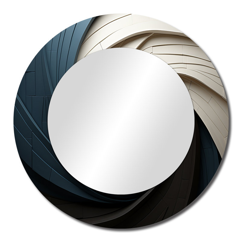 Geometric Spiral I - Abstract Spirals Round Mirror Wall Decor, 23" x 23"