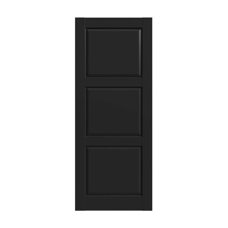 Porte de salle de bain simple à panneau 3 panneaux noir avec porte peinte et panneau noir, 36 po x 80 po