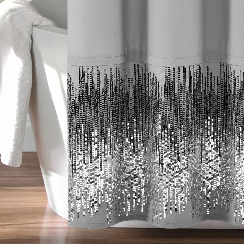Marsham Polyester Shower Curtain, Dark Grey/Black