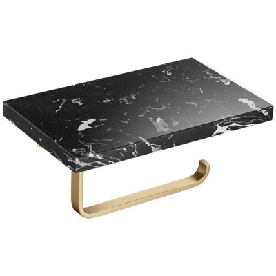 Kamen - Marble and Solid Brass Toilet Roll Holder & Shelf