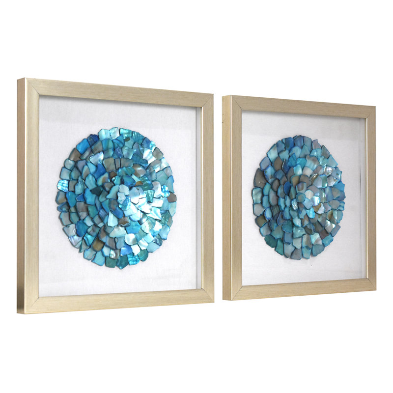 Ensemble de panneaux muraux Khyzer, Turquoise turquoise / turquoise / coquillage rond
