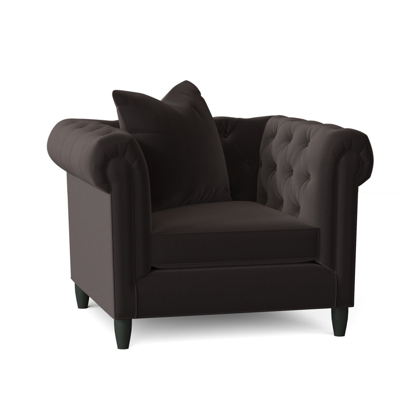 Fauteuil Chesterfield l 43 po Caspar, Microfibre Gipsy Graphite Performance