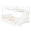 Lit superposé double au-dessus de grand lit double avec tablettes de rangement, escalier, lit gigogne et lumière DEL, blanc-2087019473