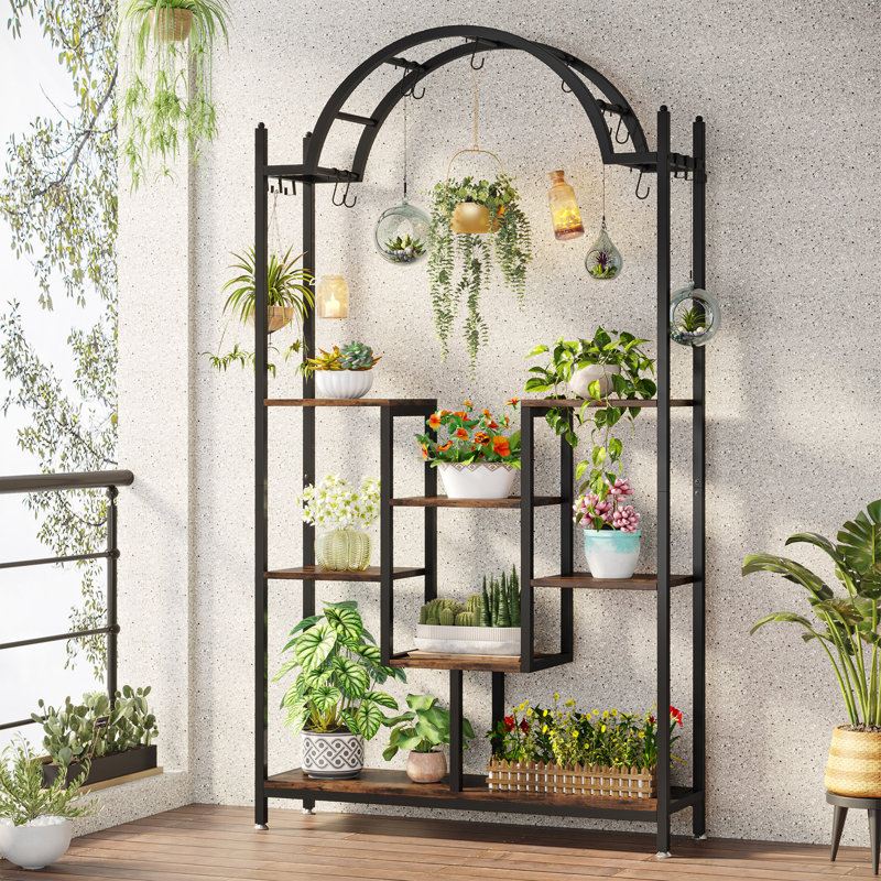 Support pour plante Arceli, Brun / noir