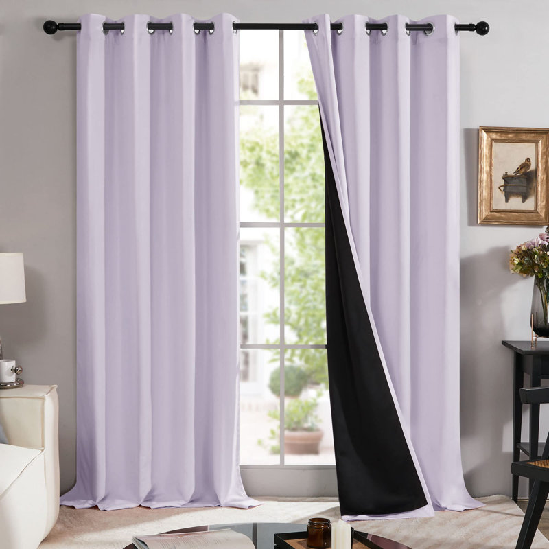 Lavender Faux Silk Blackout Grommet Curtain Panels, 52" x 45"