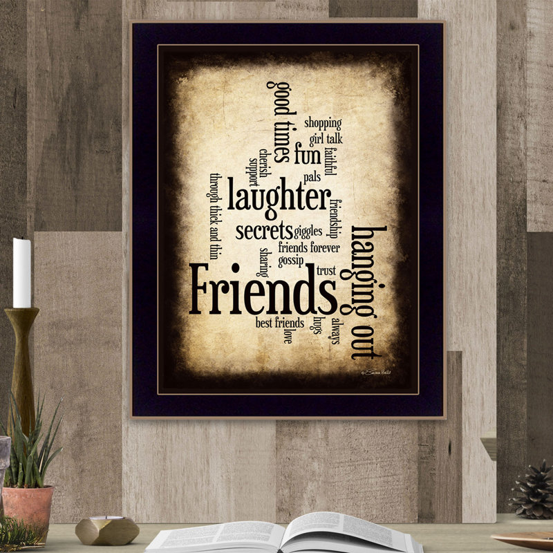 "Friends", art mural encadré pour la maison de salon par Susan Ball, H 18 po x l 12 po x P 1 po