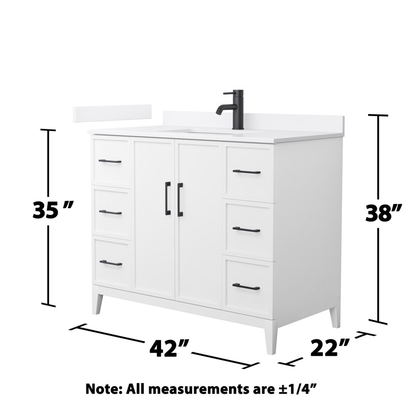 Elan 42'' Single Bathroom Vanity with Quartz Top, White, Single, Matte Black