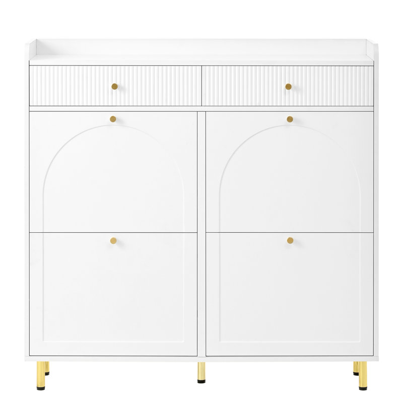 16 Pair Shoe Storage Cabinet, White
