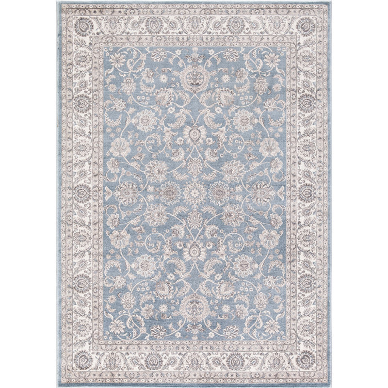 Tapis bleu Santorini Bergama, Rectangle 5 pi x 7 pi