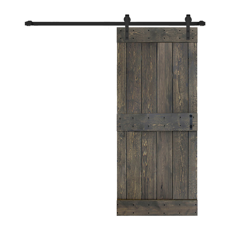 Porte de grange coulissante à finition couleur H Series avec quincaillerie à assembler requise, Gris, 28"  x 84"