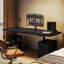 Bureau à hauteur réglable en bois massif 78,74 po de style italien avec deux moteurs à hauteur réglable avec prise de courant intégrée et recharge sans fil, options chêne fumé et chêne noir-980745100-980745103