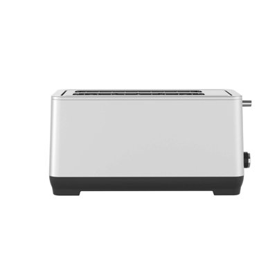 Grille-pain 4 tranches à fente extra large, acier inoxydable, 1500 W avec grille-réchaud, plateau à miettes, 6 niveaux de brunissement et bagel, dégivrage, réchauffage