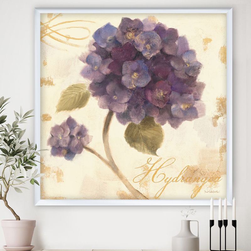 « abondant hortensia fleur ii »-reproduction d’image sur toile, H 16 po x l 16 po x P 1 po, Cadre blanc