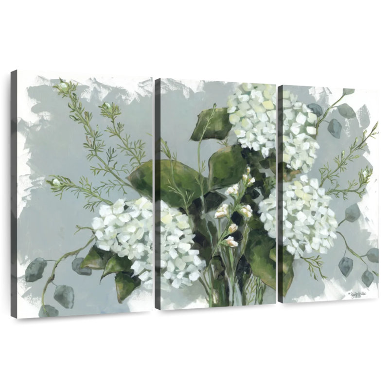 Hortensias Harnek en blanc, H 48 po x l 74 po