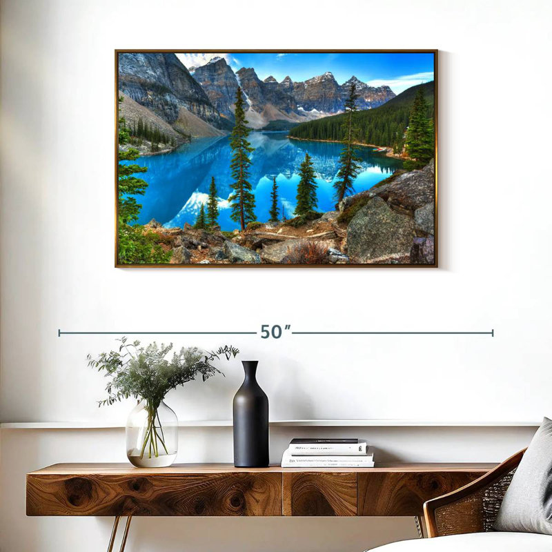 Moraine à Banff, 37 po x 25 po, Cadre flottant doré
