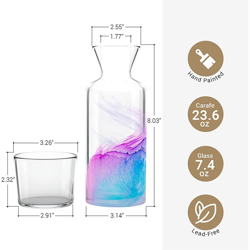Carafe à eau Bedside, Bleu / rose
