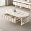Guyii LED Coffee Table Oval Shape with Acrylic Side Panel & 2 Storage Drawers