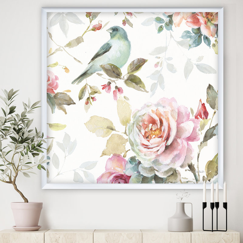« magnifique oiseau amour ii », impression sur toile, Cadre blanc, H 16 po x l 16 po x P 1 po