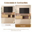 Meuble télé Mid-Century moderne extensible avec portes cannelées pour meuble télé de 65/70/75/80 po