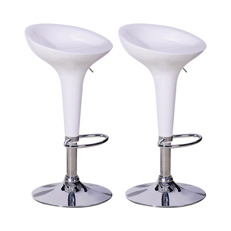 Huntington Swivel Adjustable Height Bar Stool, Chrome/White