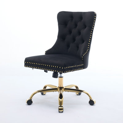 Office ChairModern Velvet Upholstered Tufted Office Chair Adjustable Desk Chair Swivel Office Chair