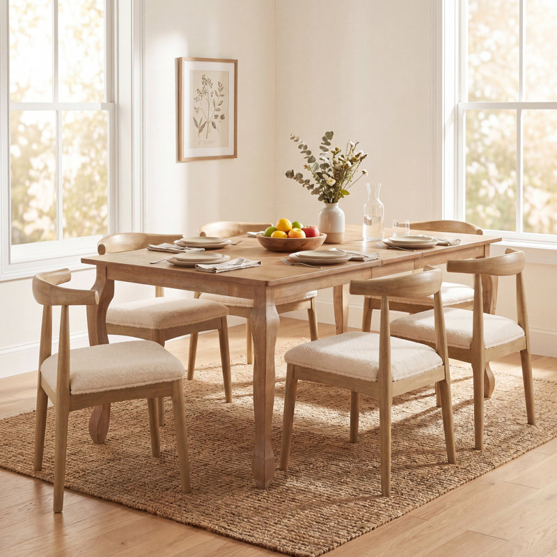 Asheboro 6-Person Expandable Dining Table Set With Upholstered Chairs & Butterfly Leaf Table