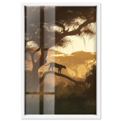 Golden Tree Watcher II, reproduction d'ombre par Art Remedy, cadre blanc, 37 x 55