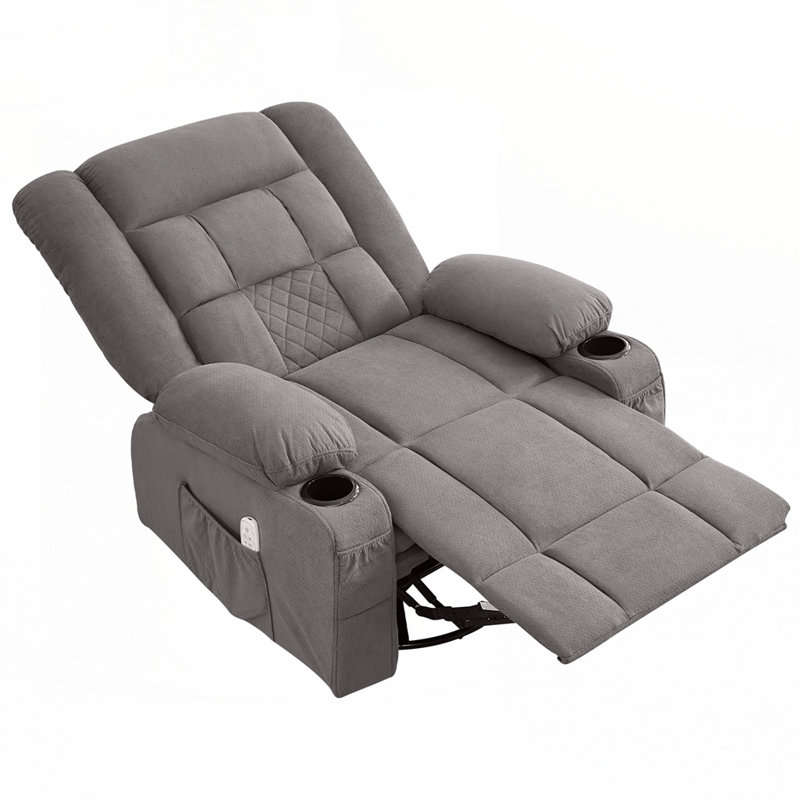 Fauteuil inclinable de massage à bascule avec massage 3D à 4 points et chaleur, Gris