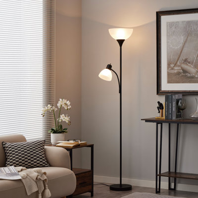 Floor Lamp With Reading Light, 72" Tall Lamp For 2 Head, Standing Lamps For Living Room, Bedroom, Corner, Office. No Bulbs