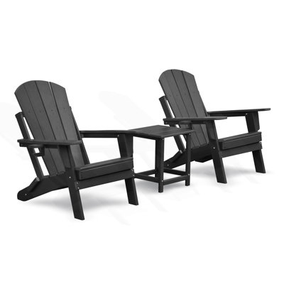 Set Of 2 Folding Outdoor Adirondack Chair And Table Set, Patio Chair