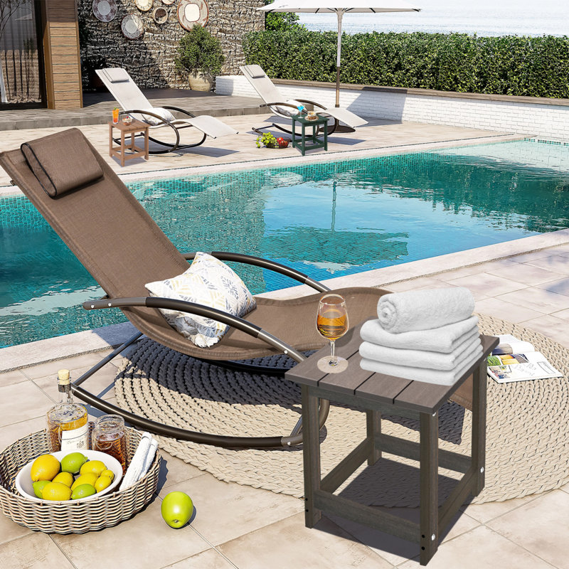 Denarrius Adirondack Outdoor Side Table ,HDPE Patio Table with Easy Maintenance and Weather resistance, Mix Brown