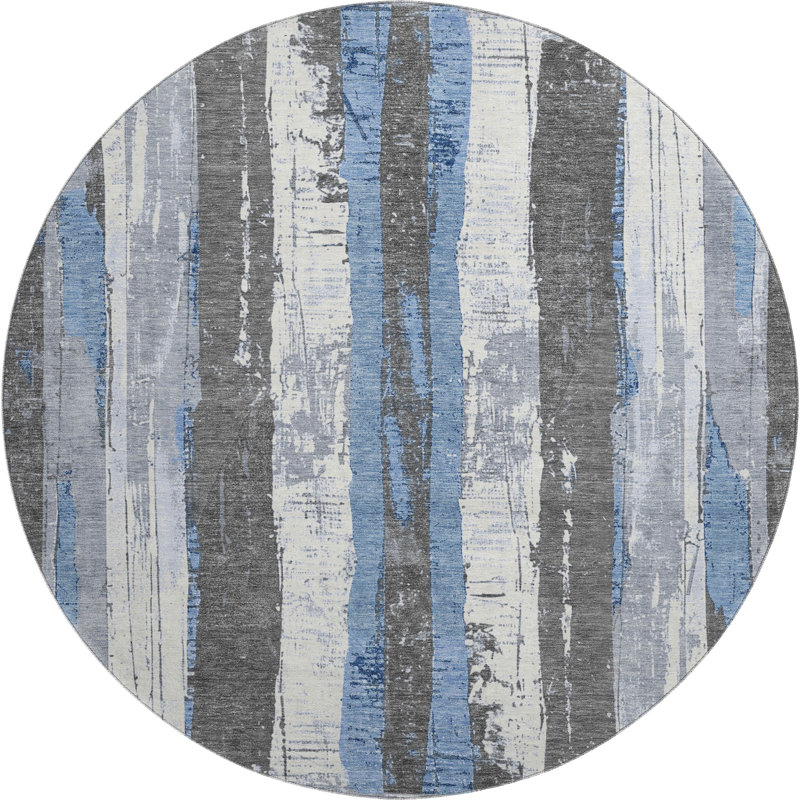 Premium Machine Washable Crestover AMF1872 Stripes Rug, Round 8'