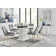 Corova Modern High Gloss Chrome Dining Table Set with 6 Luxury Velvet Dining Chairs