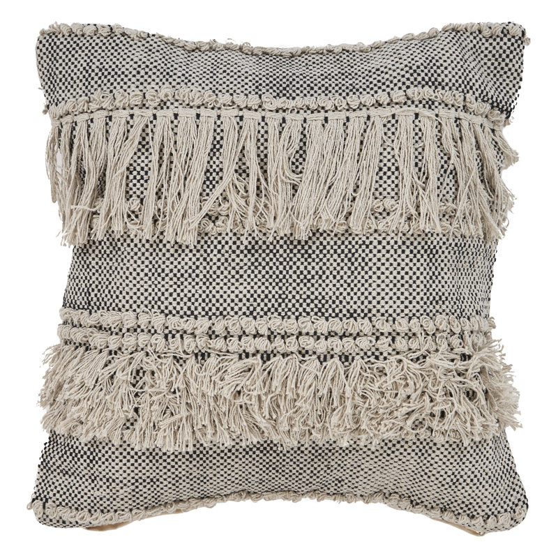 Ellisan Fringed Cotton Throw Pillow