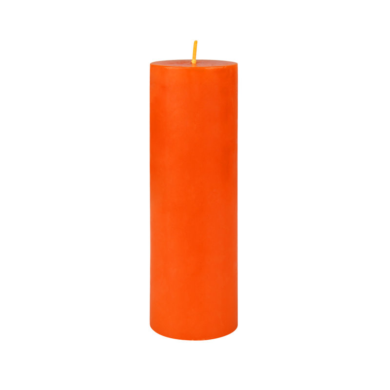Unscented Pillar Candle, Orange, 6" H x 2" Diameter, 1 Candle