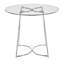 Table de salle à manger contemporaine en chrome avec plateau en verre transparent