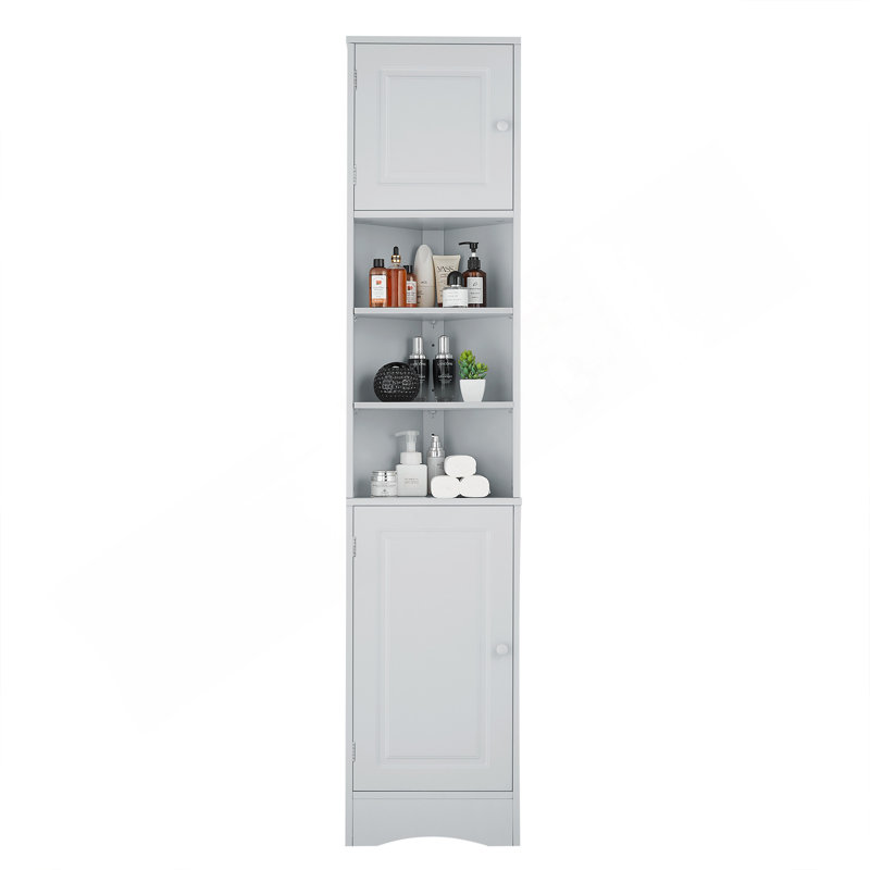 Armoire de rangement multi-fonctionnelle avec deux portes et tablettes réglables, tablette ouverte, gris