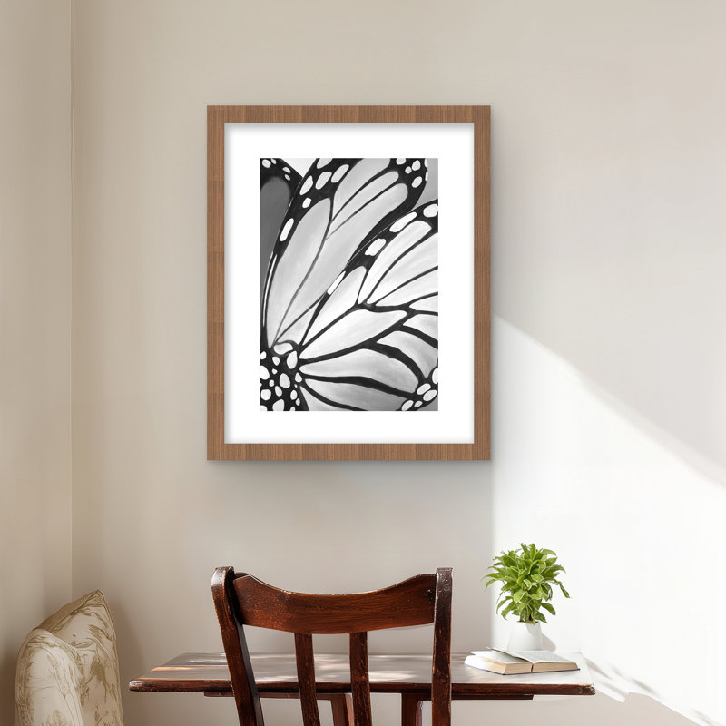 Ailes de monarque - gros plan, reproduction encadrée blanche pour décor, Brun, H 20 po x l 16 po
